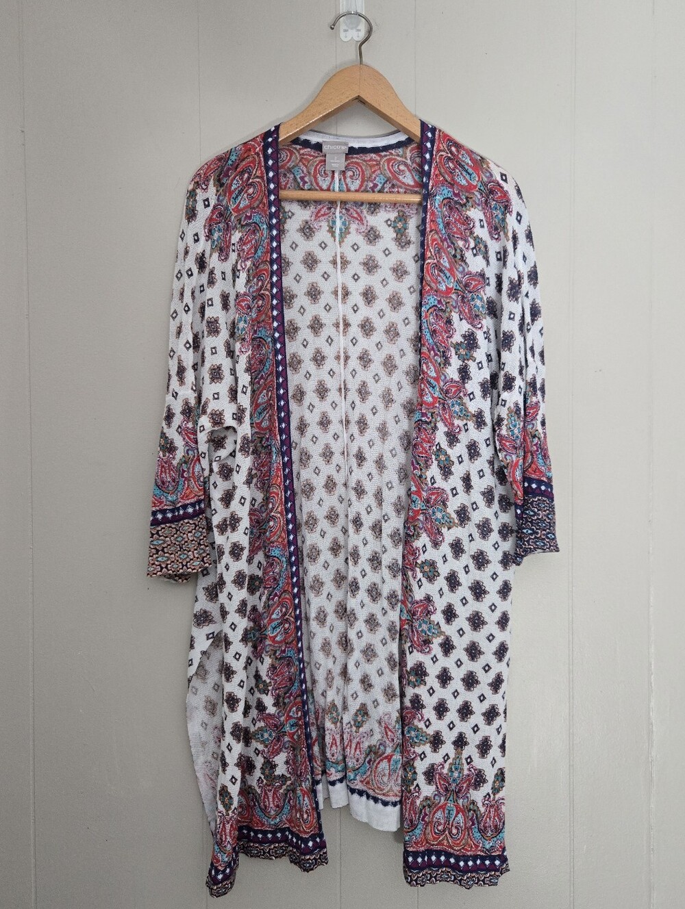 Chico's Boho Cardigan Topper Cover-up Lightweight Breezy Bohemian Layering L 2
